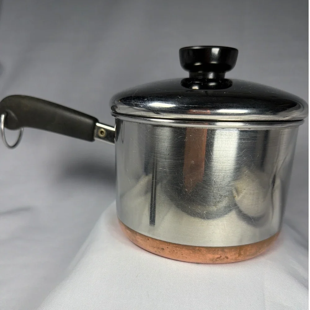 Revere Ware 1 1/2 Qt Saucepan Pot Unisex 1.5 Qt Silver Copper Bottom Vintage MCM